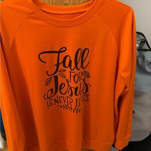 Orange Sweatshirt with Fall For Jesus Print (40)